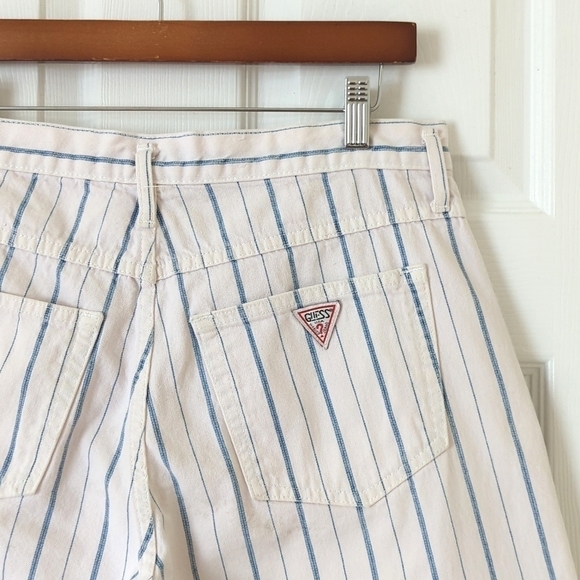 Guess by Georges Marciano 80's Vintage Relaxed High Rise Striped Jean Shorts 2 - Picture 10 of 12